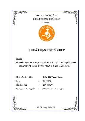 Kế toán doanh thu chi phí và xác định kết quả kinh doanh tại công ty cổ phần cơ khí kaisheng