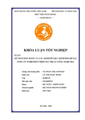 Kế toán bán hàng và xác định kết quả kinh doanh tại công ty tnhh phát triển kỹ thuật công nghệ fra