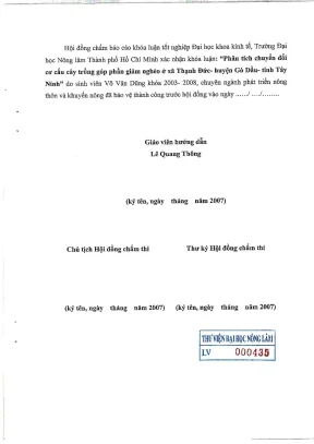 Khóa luận tốt nghiệp phát triển nông thôn phân tích chuyển đổi cơ cấu cây trồng góp phần giảm nghèo ở xã thạnh đức huyện gò dầu tỉnh tây ninh