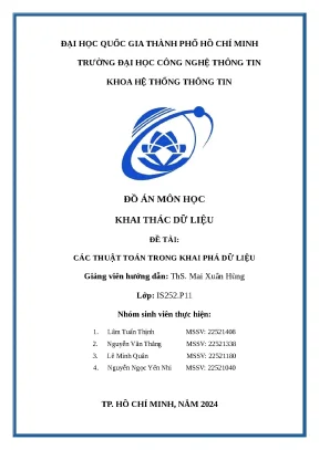 Đồ án môn học khai thác dữ liệu đề tài các thuật toán trong khai phá dữ liệu