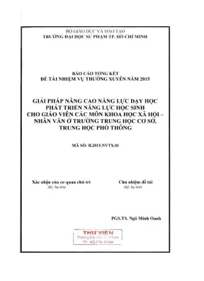 Giải pháp nâng cao năng lực dạy học phát triển năng lực học sinh cho giáo viên các môn khoa học xã hội nhân văn ở trường trung học cơ sở trung học phổ thông