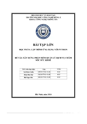 Lập trình ứng dụng với python đề tài xây dựng phần mềm quản lý dịch vụ chăm sóc sức khoẻ