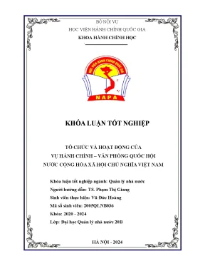 Tổ chức và hoạt động của vụ hành chính văn phòng quốc hội nước cộng hòa xã hội chủ nghĩa việt nam