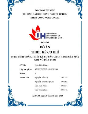 Đồ án thiết kế cơ khí đề tài tính toán thiết kế cơ cấu chấp hành của máy gọt vỏ dừa tƣơi