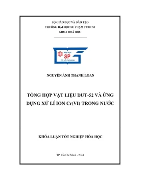 Khóa luận tốt nghiệp hóa học tổng hợp vật liệu dut 52 và ứng dụng xử lí ion crvi trong nước