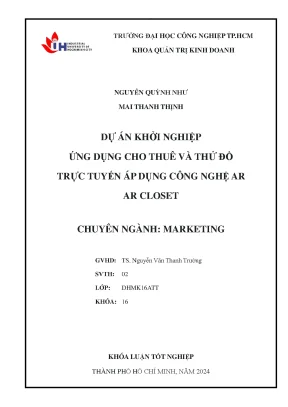 Khóa luận tốt nghiệp dự án khởi nghiệp ứng dụng cho thuê và thử đồ trực tuyến áp dụng công nghệ ar ar closet