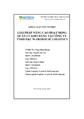 Khóa luận tốt nghiệp giải pháp nâng cao hoạt động quản lý kho hàng tại công ty tnhh pc warehouse logistics