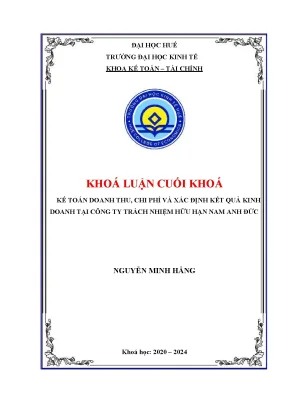 Kế toán doanh thu chi phí và xác định kết quả kinh doanh tại công ty tnhh nam anh đức