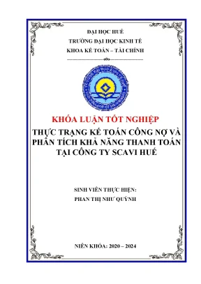 Thực trạng kế toán công nợ và phân tích khả năng thanh toán của công ty scavi huế