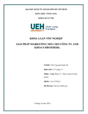 Khóa luận tốt nghiệp giải pháp marketing mix cho công ty anh khoas brothers