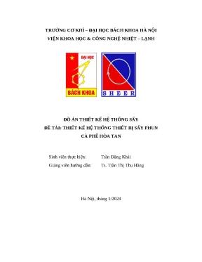 Đồ án thiết kế hệ thống sấy đề tài thiết kế hệ thống thiết bị sấy phun cà phê hòa tan