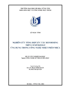 Nghiên cứu đồ án tốt nghiệp tổng hợp xúc tác reforming trên cơ sở hzsm 5 ứng dụng trong công nghệ nhiệt phân nhựa