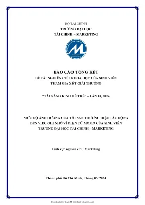 Mức độ ảnh hưởng của tài sản thương hiệu tác động đến việc ghi nhớ ví điện tử momo của sinh viên trường đại học tài chính marketing