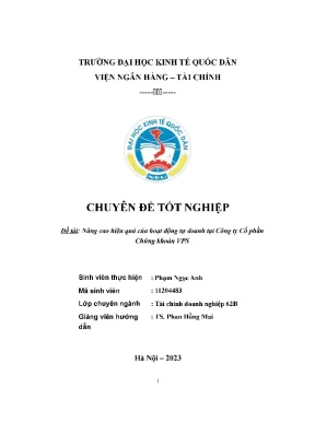 Chuyên đề tốt nghiệp đề tài nâng cao hiệu quả của hoạt động tự doanh tại công ty cổ phần chứng khoán vps