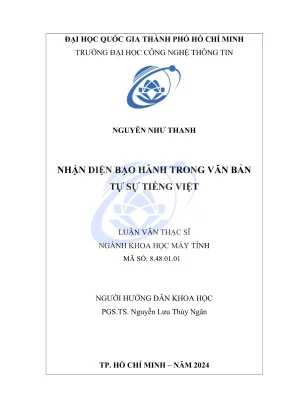Khóa luận tốt nghiệp khoa học máy tính nhận diện bạo hành trong văn bản tự sự tiếng việt