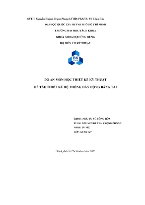Đồ án môn học thiết kế kỹ thuật đề tài thiết kế hệ thống dẫn động băng tải