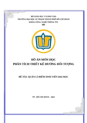 Đồ án môn học phân tích thiết kế hướng đối tượng đề tài quản lí điểm sinh viên đại học