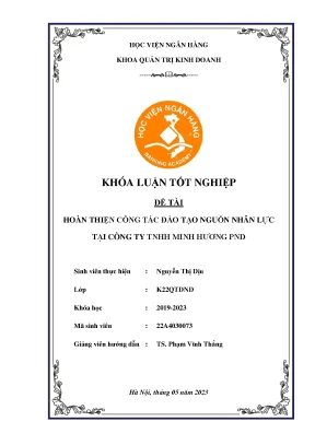 Hoàn thiện công tác đào tạo nguồn nhân lực tại công ty tnhh minh hương pnd