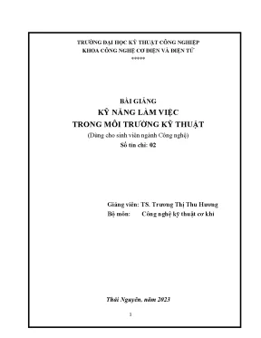 Kỹ năng làm việc trong môi trường kỹ thuật