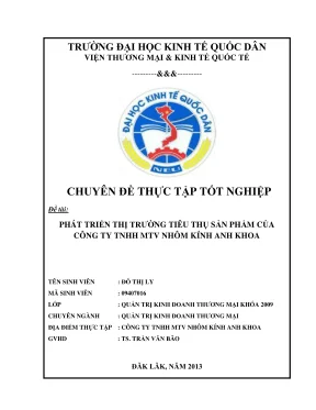 Chuyên đề thực tập tốt nghiệp phát triển thị trường tiêu thụ sản phẩm của công ty tnhh mtv nhôm kính anh khoa