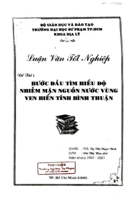 Khóa luận tốt nghiệp địa lý bước đầu tìm hiểu độ nhiễm mặn nguồn nước vùng ven biển tỉnh bình thuận