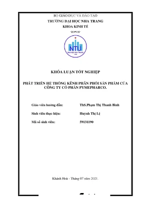 Khóa luận tốt nghiệp phát triển hệ thống kênh phân phối sản phẩm của công ty cổ phần pymepharco