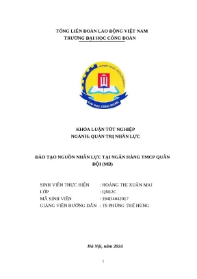 Khóa luận tốt nghiệp ngành quản trị nhân lực đào tạo nguồn nhân lực tại ngân hàng tmcp quân đội mb