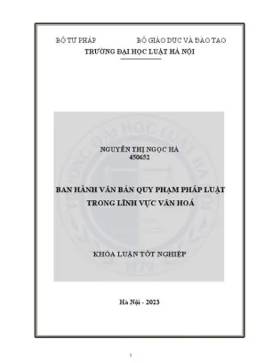 Khóa luận tốt nghiệp ban hành văn bản quy phạm pháp luật trong lĩnh vực văn hoá