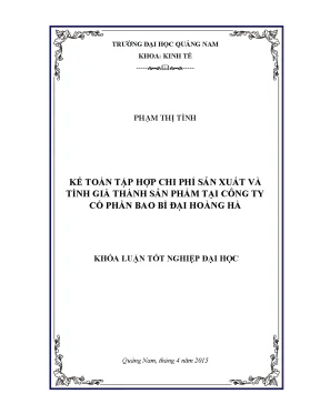 Kế toán tập hợp chi phí sản xuất và tính giá thành sản phẩm tại công ty cổ phần bao bì đại hoàng hà