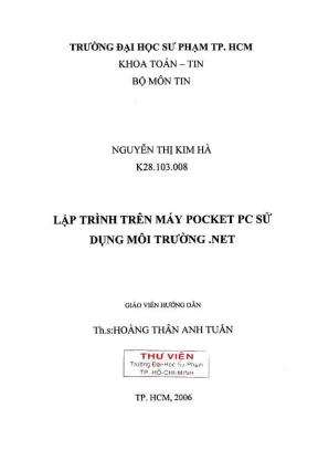 Khóa luận tốt nghiệp toán tin lập trình trên máy pocket pc sử dụng môi trường net