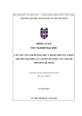 Các yếu tố ảnh hưởng đến ý định tiếp tục chọn trường đại học của sinh viên khu vực thành phố hồ chí minh