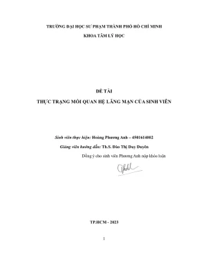 Khóa luận tốt nghiệp tâm lý học thực trạng mối quan hệ lãng mạn của sinh viên