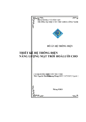 Đồ án hệ thống điện thiết kế hệ thống điện năng lượng mặt trời hoà lưới cho thiết kế hệ thống điện mặt trời cho hộ gia đình 3kw