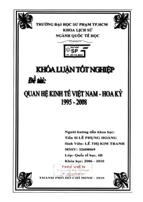Khóa luận tốt nghiệp quốc tế học quan hệ kinh tế việt nam hoa kỳ 1995 2008