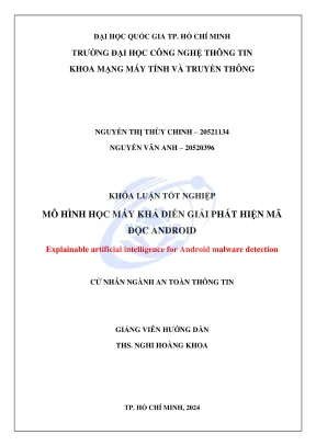 Khóa luận tốt nghiệp an toàn thông tin mô hình học máy khả diễn giải phát hiện mã độc android