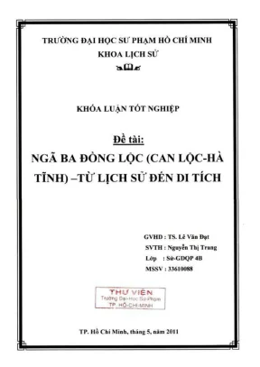 Khóa luận tốt nghiệp lịch sử ngã ba đồng lộc can lộc hà tĩnh từ lịch sử đến di tích