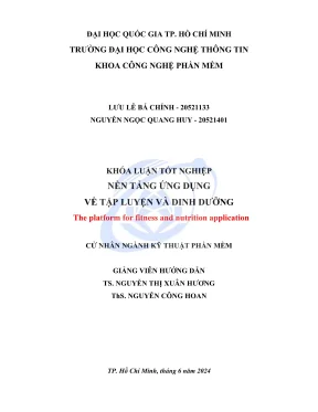 Khóa luận tốt nghiệp kỹ thuật phần mềm nền tảng ứng dụng về tập luyện và dinh dưỡng