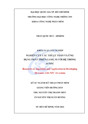 Khóa luận tốt nghiệp kỹ thuật phần mềm nghiên cứu các thuật toán và ứng dụng phát triển game 3d với hệ thống ai npc