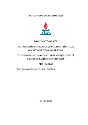 Đề tài nghiên cứu khoa học của sinh viên tham gia xét giải thưởng cấp khoa xu hướng ngân hàng xanh kinh nghiệm quốc tế và một số bài học cho việt nam