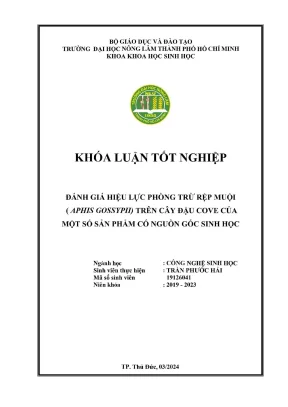 Khóa luận tốt nghiệp công nghệ sinh học đánh giá hiệu lực phòng trừ rệp muội aphis gossypii trên cây đậu cove của một số sản phẩm có nguồn gốc sinh học