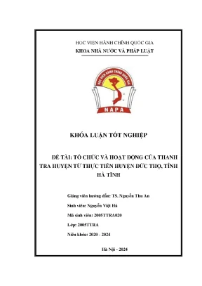 Khoá luận tổ chức và hoạt động của thanh tra huyện từ thực tiễn huyện đức thọ tỉnh hà tĩnh