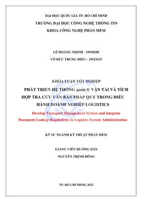 Khóa luận tốt nghiệp kỹ thuật phần mềm phát triển hệ thống quản lý vận tải và tích hợp tra cứu văn bản pháp quy trong điều hành doanh nghiệp logistics