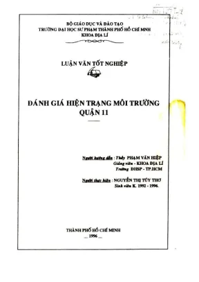 Khóa luận tốt nghiệp địa lý đánh giá hiện trạng môi trường quận 11