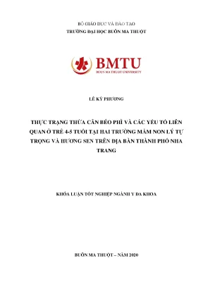 Thực trạng thừa cân béo phì và các yếu tố liên quan ở trẻ 4 5 tuổi tại hai trường mầm non lý tự trọng và hương sen trên địa bàn thành phố nha trang