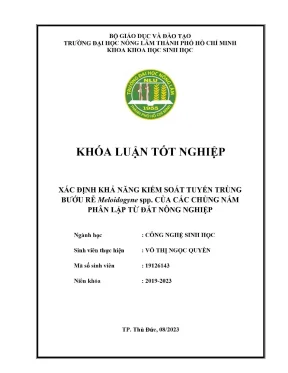 Khóa luận tốt nghiệp công nghệ sinh học xác định khả năng kiểm soát tuyến trùng bướu rễ meloidogyne spp của các chủng nấm phân lập từ đất nông nghiệp