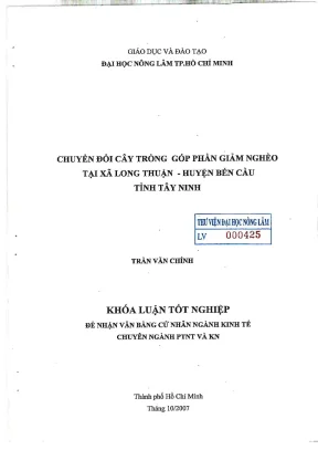 Khóa luận tốt nghiệp phát triển nông thôn chuyển đổi cây trồng góp phần giảm nghèo tại xã long thuận huyện bến cầu tỉnh tây ninh