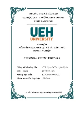 Bài dịchmôn sáp nhập mua lại và tái cấu trúc doanh nghiệp chương 4 chiến lược ma