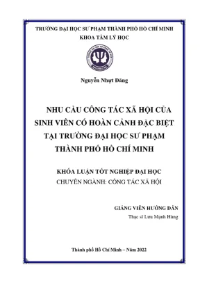 Khóa luận tốt nghiệp tâm lý học nhu cầu công tác xã hội của sinh viên có hoàn cảnh đặc biệt tại trường đại học sư phạm thành phố hồ chí minh