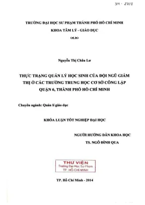 Khóa luận tốt nghiệp quản lý giáo dục thực trạng quản lý học sinh của đội ngũ giám thị ở các trường trung học cơ sở công lập quận 6 thành phố hồ chí minh