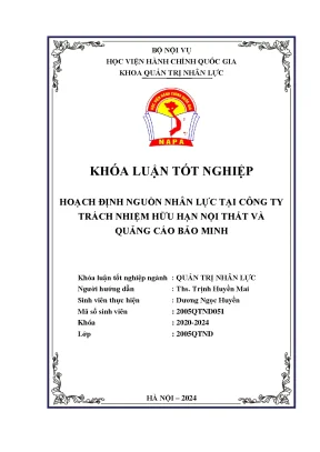 Hoạch định nguồn nhân lực tại công ty trách nhiệm hữu hạn nội thất và quảng cáo bảo minh